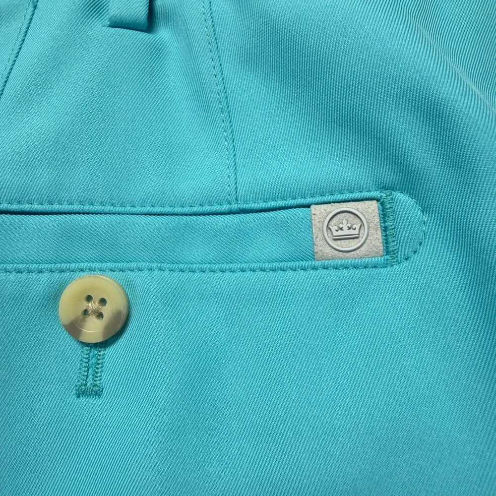 Peter Millar Mens Performance Golf Shorts Turquoise Blue Size 44 Stretch Summer‎